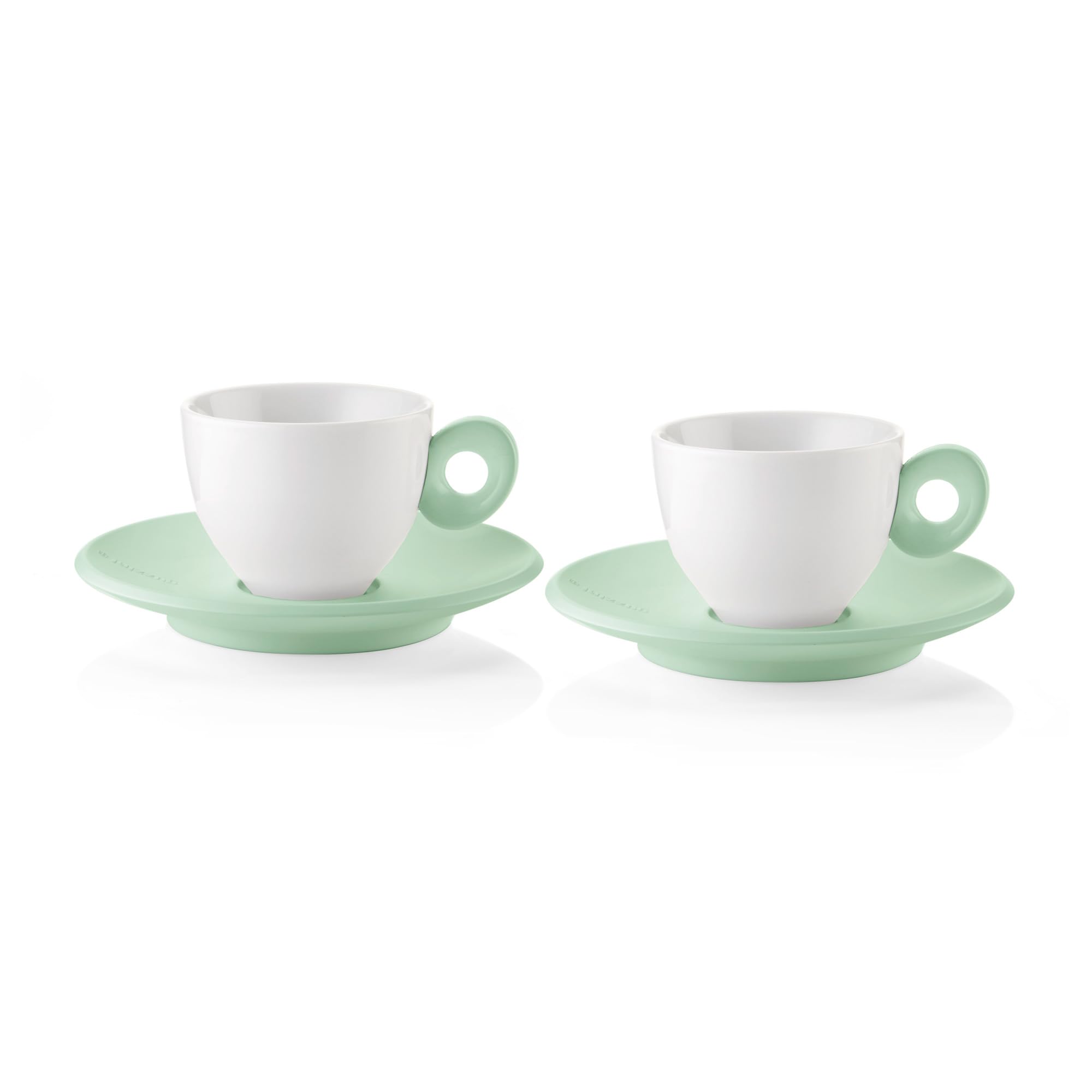 Guzzini - Everyday Set of 2 Espresso Cups with Saucers - Mauve Green - 081700243