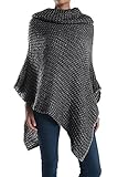 Basico Women's Long Knitted Fringe Trim Sweater Poncho Cape Shawl Wrap -One Size
