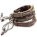 RechicGu Gold Pack3 Catholic Religious Church Christian Jesus Fish Cross St. Benedict Medal Leather Bracelet Bangle Cuff