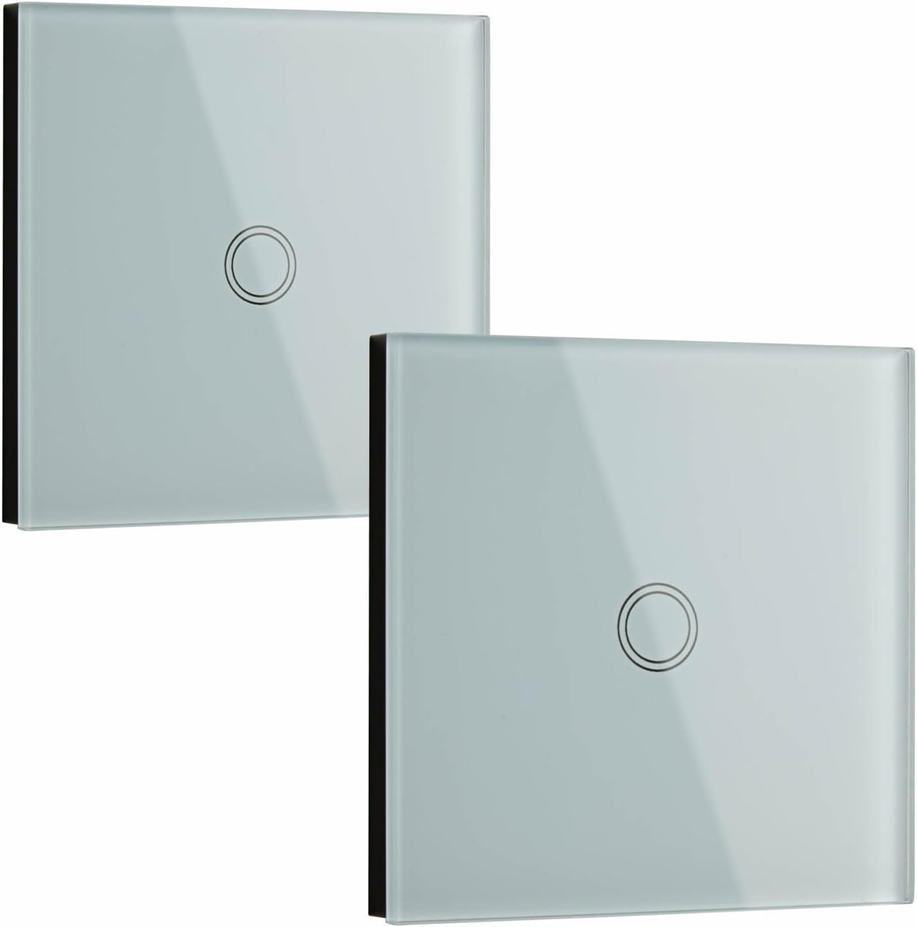 Pack of 2 Biard Designer 1 Gang Glass Wall Touch Light Switch White