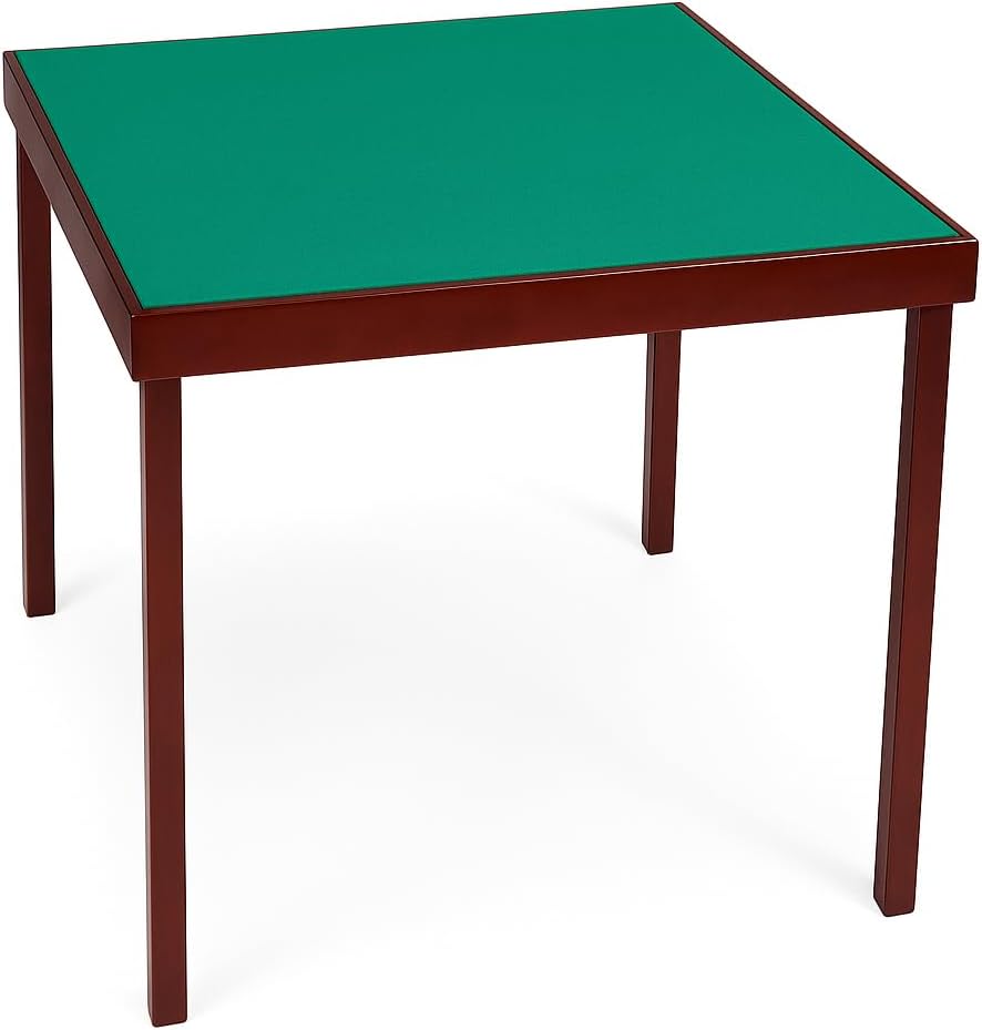 JYW Wooden Folding Poker Card Table Green Baize Heavy Duty Frame
