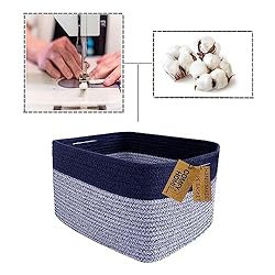 COMFY-HOMI 3PACK Rectangular Cotton Rope Basket