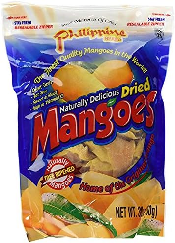 Philippine Brand Naturally Delicious Dried Mangoes Tree Ripened Value Bag 3Pack (30 Ounces) BDkrw