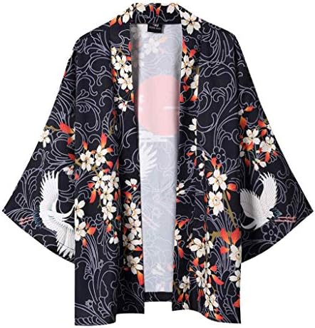 LOOKAA Summer Japanese Five Point Sleeves Kimono Cloak Jacke Top Blouse Sweater for Mens and Womens