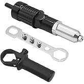 DUSCOKE Pop Rivet Gun Adapter Kit Rivet Drill Attachment with 4 Rivets Head | 2.4mm/3.2mm/4.0mm/4.8mm, Cordless Electric Drill Riveter Insert Nut Tool, Cordless Rivet Gun Power Drill Adaptor Kit, Black