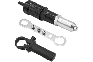 DUSCOKE Pop Rivet Gun Adapter Kit, Rivet Drill Attachment with 4 Rivets Heads 2.4mm/3.2mm/4.0mm/4.8mm, Cordless Electric Drill Riveter Insert Nut Tool, Cordless Rivet Gun Power Drill Adaptor Kit