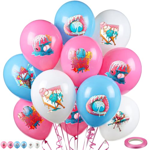 Seenelling 30 Pcs 10 Inch Baseball Drip Balloons with 32.8 ft Ribbon at Amazon