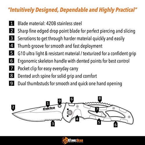 Morpilot 5in1 Folding Hunting Knives for Camping Hunting Backpacking