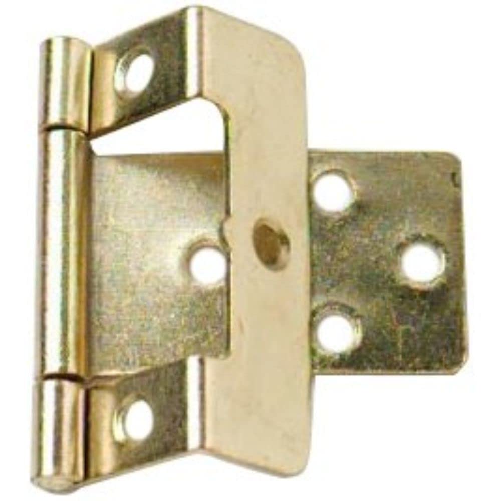 Merriway® BH01752 (2 Pcs) EB Non-Mortise Bi-Fold Cranked Flush Hinge, 50mm (2 inch) with 16mm Crank Brass Plated - Pack of 2 Pieces