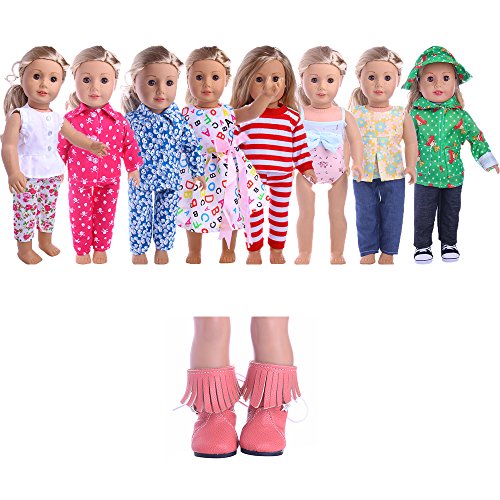 ZWSISU 18-Inch 8 Outfits clothes + 1pairs shoes for American Girl Doll Accessories Se
