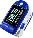FaceLake Blue Pulse Oximeter with Carrying Case, Lanyard & Batteries