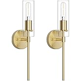 Aoceley Wall Sconce Set of 2 Brass Wall Light, Farmhouse Vanity Light Fixture Modern Indoor Wall Light with Clear Glass Shade