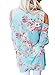 AlvaQ Women Fall Sexy V Neck Cold Shoulder Ladies Floral Top Plus Size Party Club 3 4 Sleeve Blouses T Shirt Tunic Blue