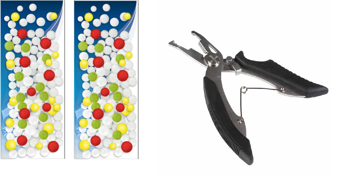 Set: approx. 200 pieces of buoyancy balls polystyrene by Jenzi pop up colourful 5-9 mm + free fishing scissors