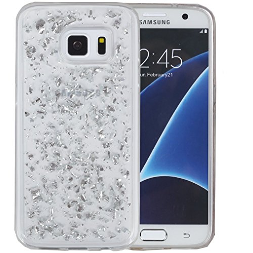 S7 Case, Galaxy S7 Case, Hankuke Soft Luxury Bling Glitter Sparkle Transparent Rubber Case Cover Fashion Creative Design for Grils Children fits for Samsung Galaxy S7 - silver