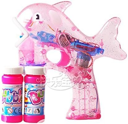 Bubble Gun Blower Machine Blaster Dolphin Fish Shape - 3 Bubble Solution and Batteries Included