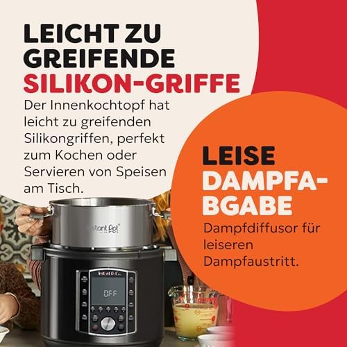 Pro 10-in-1-Elektro-Multikocher 1200 W, 5,7 L – Schnellkochtopf, Schongarer, Reiskocher, Dampfgarer, Sautierpfanne, Sterilisator, Joghurtbereiter, Sous Vide Gerät – Schwarzer Edelstahl