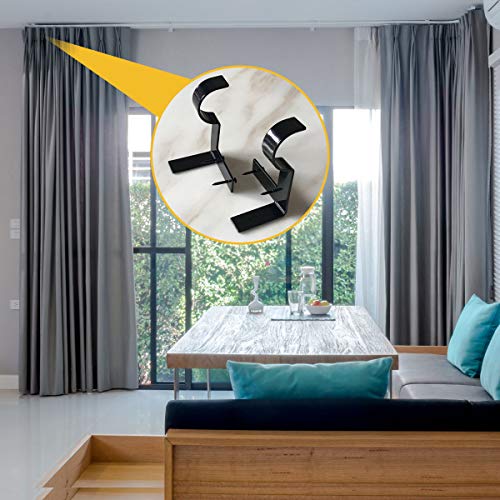 image for LIUMY Single Curtain Rod Brackets - Black, 2 pair 4 PCS Curtain Rod Ho