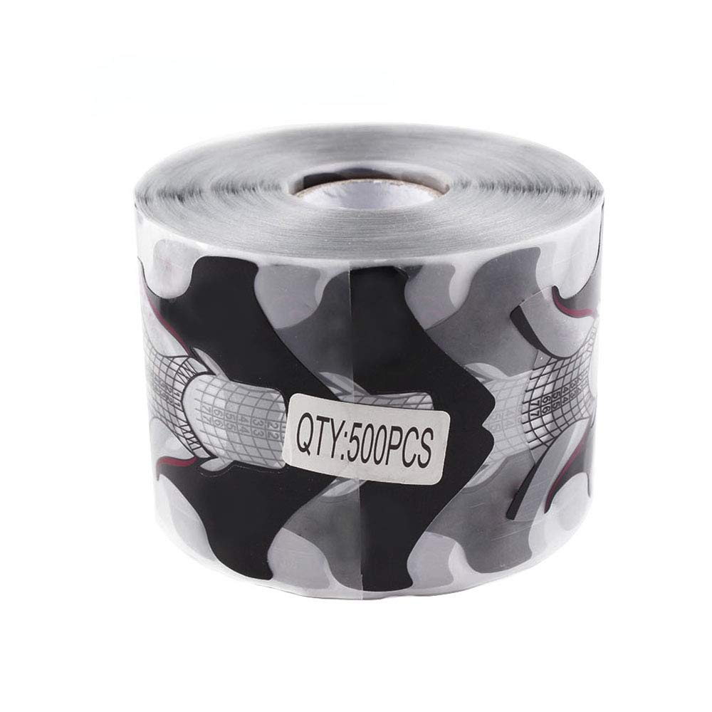 Beauty Leader 500 Pcs/Roll Nail Form Stickers Clear Nail Art Guide Form Acrylic UV Gel Tips Extension (Black Butterfly Design)