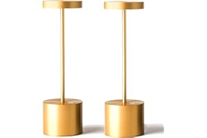 SAKRINGT 2 Pack Cordless Table Lamp Rechargeable, 5000mAh Battery Operated Portable Table Light,Dimming LED Table Lamp for Restaurant/Patio/Outdoor(Gold)