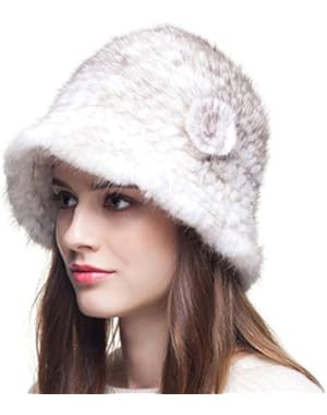 Women's Mink Fur Bucket Hat Casual Winter/Autumn Knitted Hat