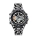 Globenfeld Super Sport Metal Men's Watch - Jet Black 3-Function Analog/Digital Display with Stopwatch and Tachymeter - Water Resistant to 30M - 60 Day Gurantee (Black)