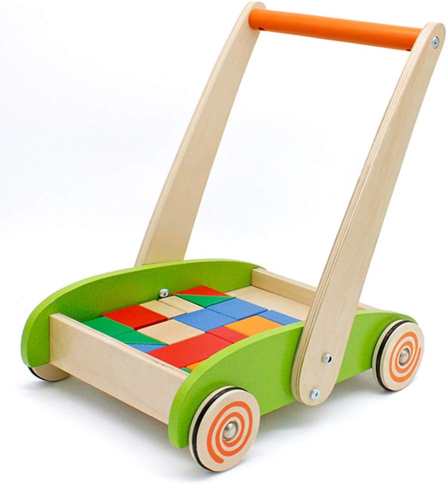 baby walker with bright wooden blocks