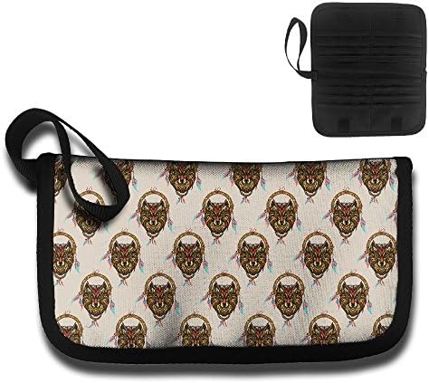 Indian Dream Ethnic Tribal Head Wolf Wallets Travel Bag Portable Bag Canvas Zipper Clutch Purse Credit Card To Organize Your Cash,Bank Card,and Phone With Removable Wristlet Strap