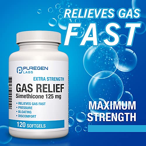Puregen Labs Extra Strength Gas Relief Softgels with Simethicone 125 mg