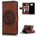Badalink A11 Case,Galaxy A11 Case - Wallet 3D Embossed Flower Magnetic Flip Cover PU Leather Kickstand Card Holders Soft TPU Inner Case Hand Strap & Dust Plug & Stylus Brown
