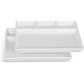 Cinf Divided Ceramic Plate Compartments Sauce Dishes Serving 2 Pack Quadrant Shaped Dinner Luncheon Salad Pigment Tray Snacks