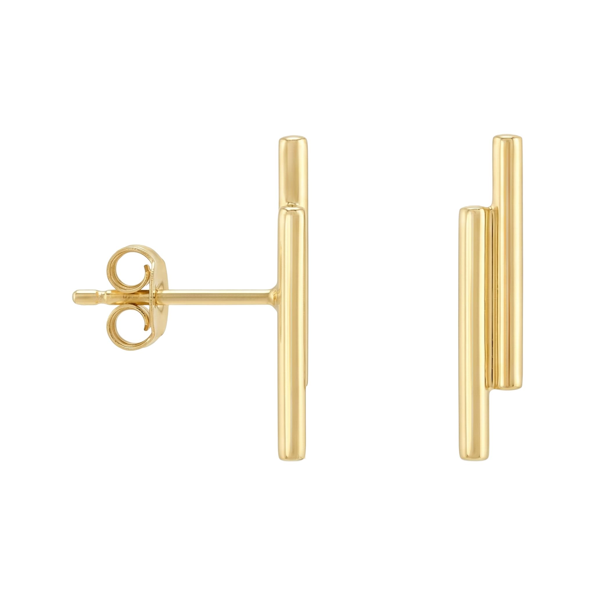SOFIA MILANI - Women's Earrings 925 Silver - Gold Plated - Bar Stud Earring - E1324