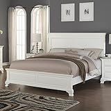 Roundhill Furniture Laveno 012 White Wood Bed, Queen