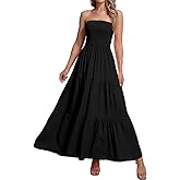 pasidvy Women's Casual Off Shoulder Maxi Dress Strapless Tube Top Bohemian Beach Long Dresses 092