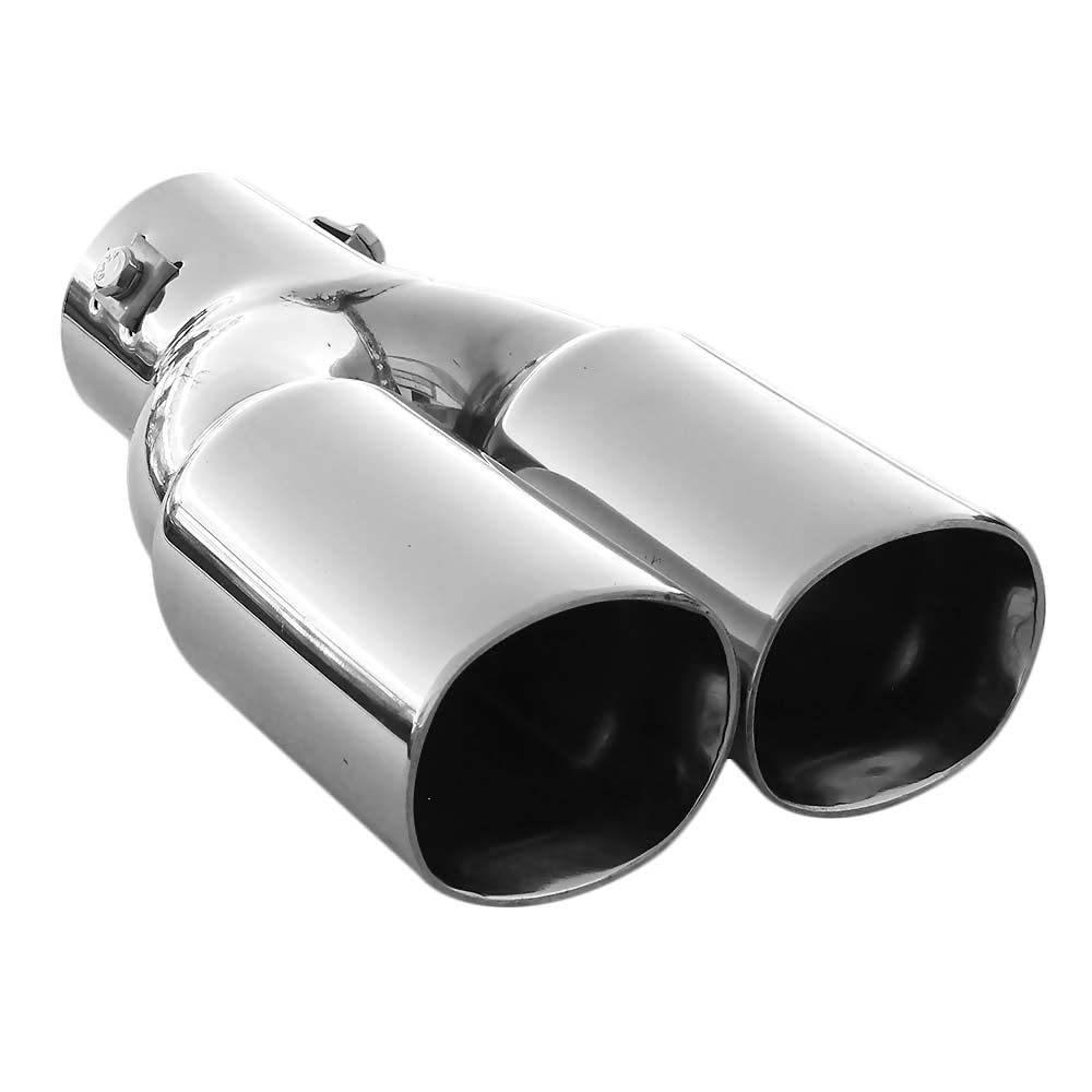 Twin Exhaust Tip Universal Double Performance Sport Muffler Tail Trim End Pipe Stainless Steel Car Chrome