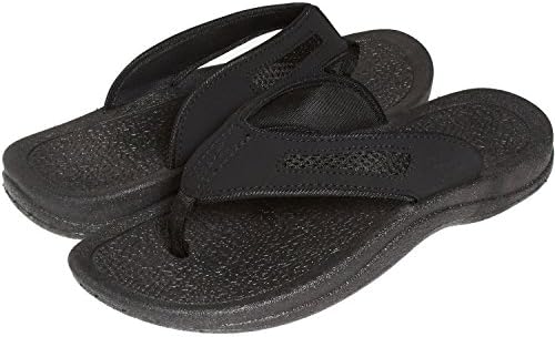 Skysole Mens Rugged Thong Rugged Sandals with Mesh Insert, Black 12