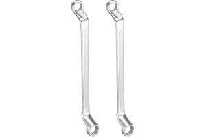HARFINGTON 2pcs Offset Extra Long Box End Wrench 12 x 13 mm Metric 12 Point 75 Degree Offset Double End Box Ratcheting Wrench