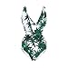 Bikini Factory Women Sexy Green Palm Tree Floral Print Backless Bandage Swimsuit (M)