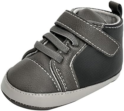 JILIGUALA Baby Boys High-top Elastic Soft Cozy Sole Sneakers Faux Leather Pre-walker Toddler Shoes