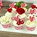 Konsait 200pcs Red Heart Baking Cups/Liners with Cupcake Picks,Valentines Cupcake Wrappers and Toppers, Valentines Baking Cups,Red Cupcake Liners Cases Party Accessories for Valentine’s Day Decoration