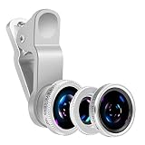 Luxsure Universal 3 in 1 Camera Lens Kit Clip-On 180 Degree Supreme Fisheye + 0.65X Wide Angle+ 10X Macro Lens for iPhone7, iPhone 6s/6s Plus, iPhone 6/6 Plus,iPhone 5S Samsung S7 Android (Silver)