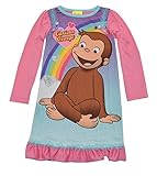 Curious George Little Girls Long Sleeve Nightgown Pajamas (3T, Rainbow Pink)