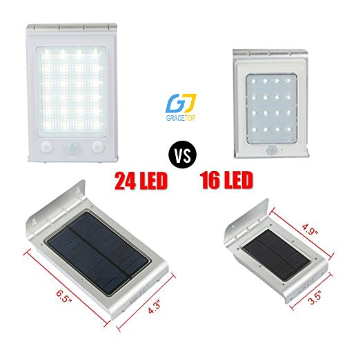 image for Solar Lights, GRACETOP 24 LED Outdoor Solar Motion Sensor Lights for G