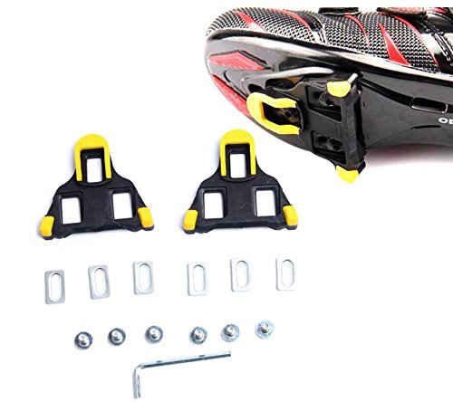 hothuimin Bike Cleats Self-locking Road Cycling Bicycle Cleat Set Compatible with Shimano&Look Yellow