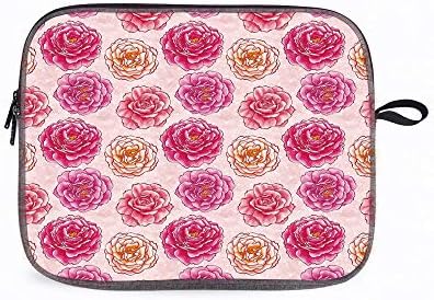 1年保証 花 パソコン ケースノートパソコン タブレット Pcバッグ Pcケース 12インチ 衝撃吸収 360 耐衝撃 マゼンタライトピンクコーラルが大好き ロマンチックなバラの花びらの香りの花束は古典的な花のグラフィック12インチ