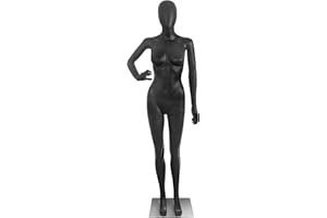 YUMHOME Black Female Mannequin Full Body Mannequins Torso Dress Form Sewing Dress Model 70 Inches Adjustable Mannequins Clothing Form Plastic Detachable Mannequin Stand Realistic Display Mannequins