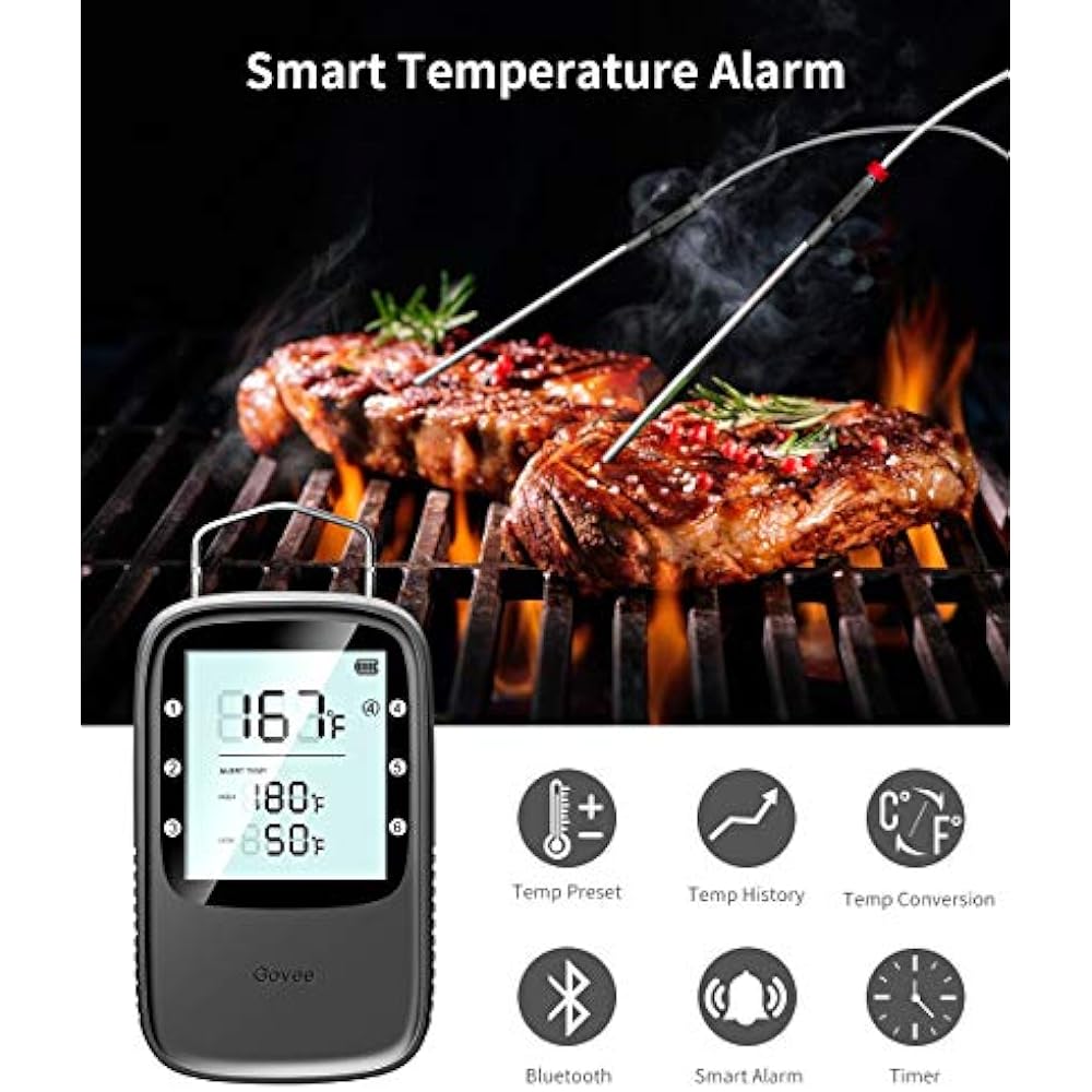 Meat Bluetooth Thermometer, Digital With Dual IPX7 Waterproof Probes