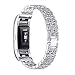 bayite Metal Bands Compatible Fitbit Charge 2, Replacement Accessories Bracelet, Silver Rhinestone