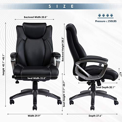 REFICCER Bonded Leather Office Chair Adjustable Builtin Lumbar