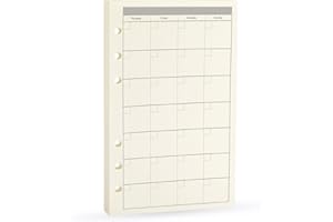 A6 Planner Refill,Month Tracker Spiral Notebook Refill,for 6 Holes Filofax/Personal Journal45sheets/90pages, 100Gsm Quality,Harphia (A6 3.74 x 6.77'',Monthly)